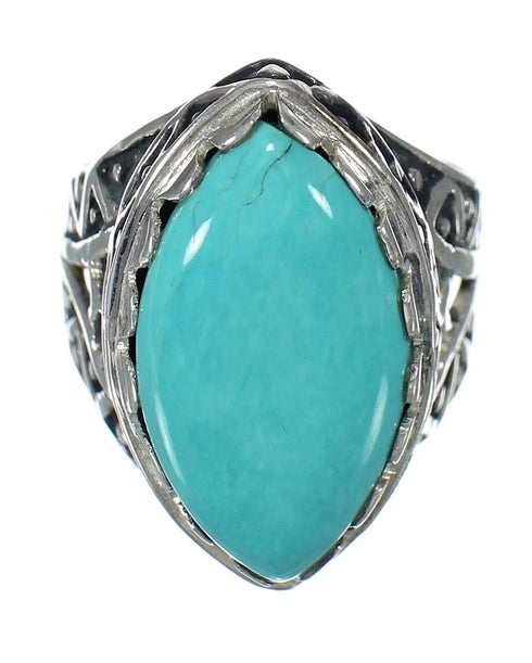 Southwest Sterling Silver Turquoise Ring Size 7-1/2 FX93442